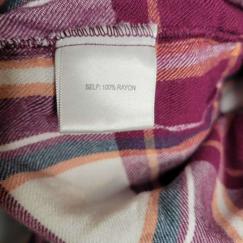 Jane and Delancey Shirt Women's Size 2X Maroon White Plaid Popover Roll Tab l/s - Picture 11 of 12